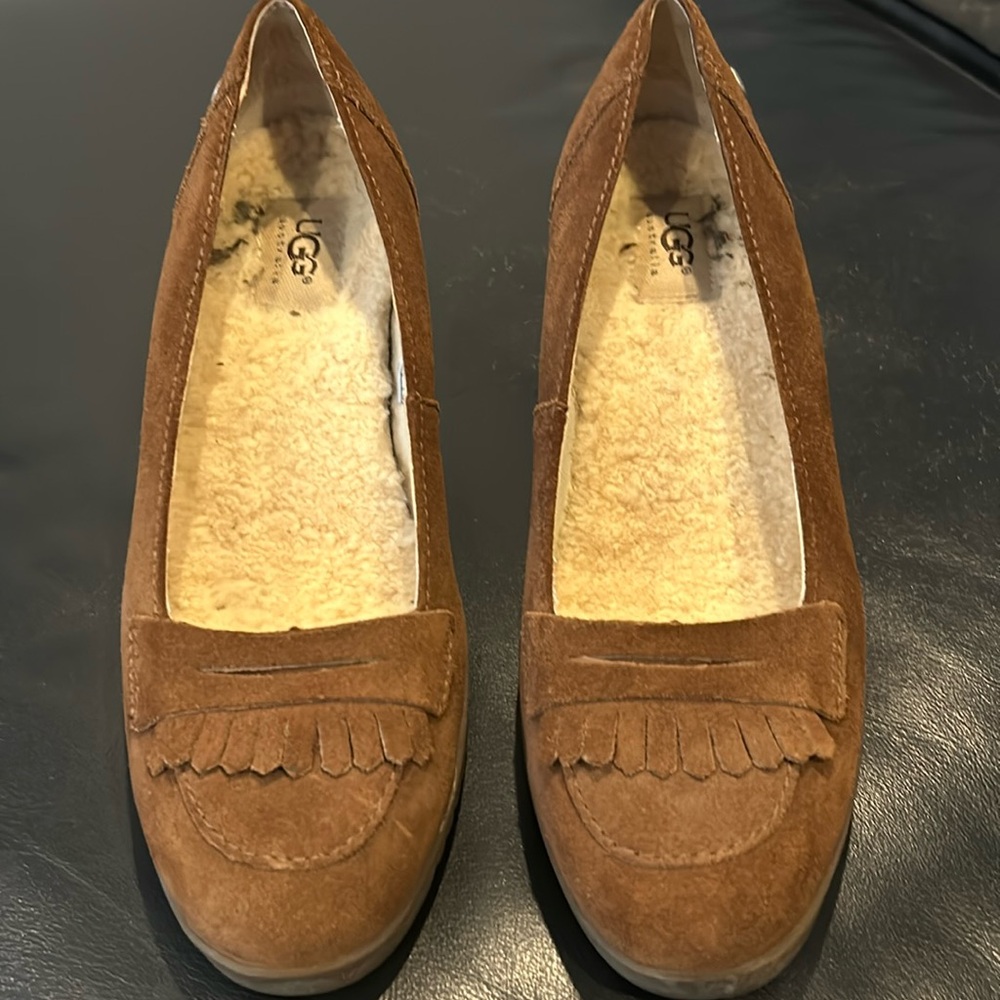 Ugg brown and suede winter wedges